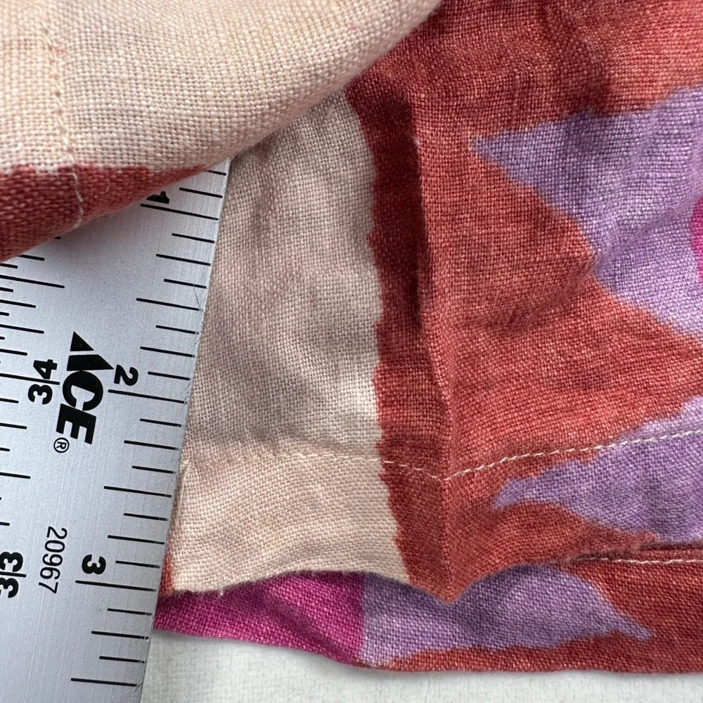 Anthropologie Somerset Shorts Womens M Pink Brown Linen Blend Geometric Print